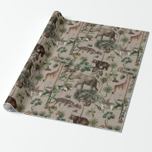 Tropisches Dschungel-Safari-Tiere-Muster Geschenkpapier