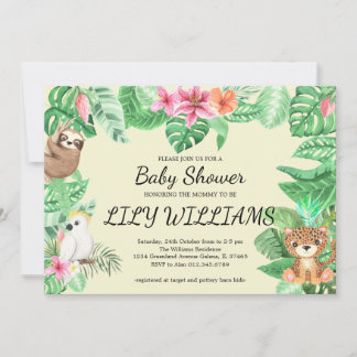 Tropisches Dschungelbaby Dusche Party Einladung