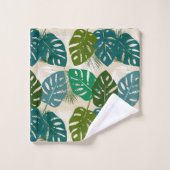 Tropisches Dschungelblättern Badhandtuch Set (Waschlappen)