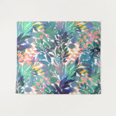 Tropisches Dschungelblättern Wasserfarbenwelt Wandteppich (Vorderseite (Horizontal))