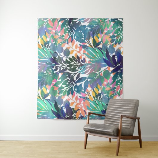 Tropisches Dschungelblättern Wasserfarbenwelt Wandteppich (Beispiel)
