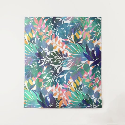 Tropisches Dschungelblättern Wasserfarbenwelt Wandteppich (Vorderseite)