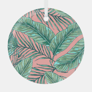 Tropisches Dschungelblumenmuster: Palmenblätter-Mu Ornament Aus Glas