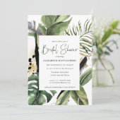 Tropisches Dschungelgrün-Brautparty Einladung (Stehend Vorderseite)