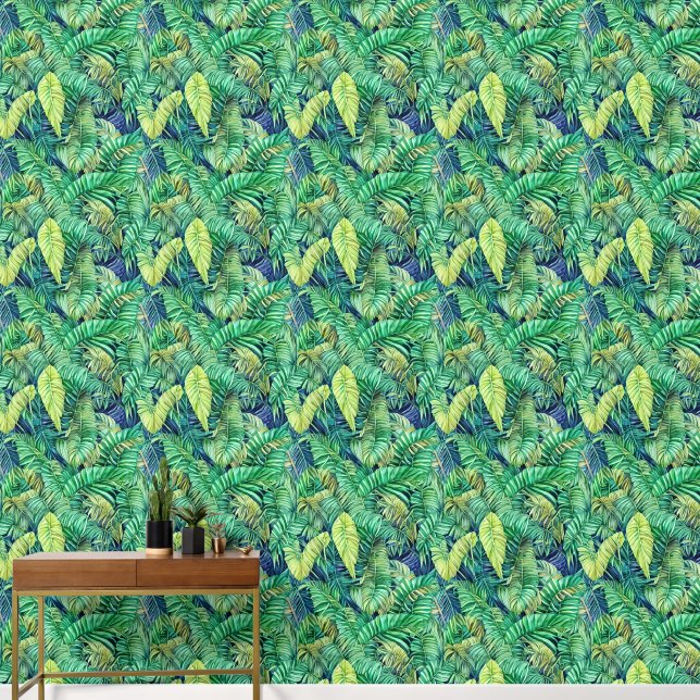 Tropisches Dschungelinsel-Vegetationsmuster Tapete (Korridor)