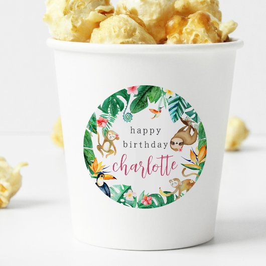 Tropisches Dschungeltiere Kindergeburtstag Party Runder Aufkleber