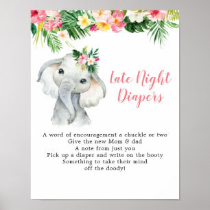 Tropisches Elefantenmädchen Spätnächtentaucher Poster
