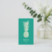 Tropisches Elegantes Aquamarines Beige Ananas Visitenkarte (Stehend Vorderseite)