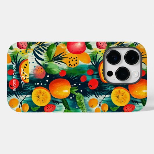 Tropisches Escape Fruchtdesign mit Orange & Green Case-Mate iPhone Hülle (Rückseite (Horizontal))