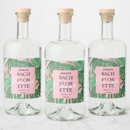 Tropisches Exotisches Palmenrosa Bachelorette Crew Alkoholflaschenetikett
