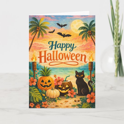 Tropisches farbenfrohes verrücktes Halloween Karte (Vorderseite)