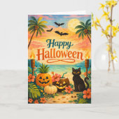 Tropisches farbenfrohes verrücktes Halloween Karte (Gelbe Blume)