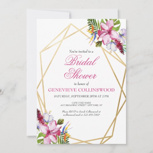 tropisches farbiges geometrisches Brautparty Einladung (Vorderseite)