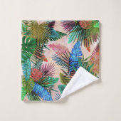 Tropisches Farn-, Palmen-und Bananen-Blätter Badhandtuch Set (Waschlappen)