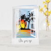 Tropisches Fenster zum ersten Jahrestag Karte (Gelbe Blume)
