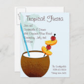 Tropisches Fiesta, Cocktail-Party Einladung (Vorne/Hinten)