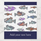 tropisches Fischmuster Weinetikett (Einzelnes Label)