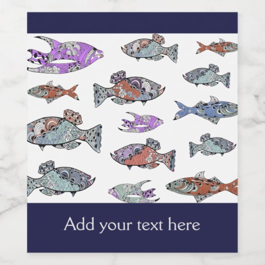 tropisches Fischmuster Weinetikett (Einzelnes Label)