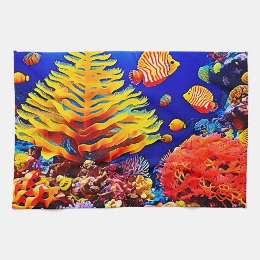 Tropisches Fischriff Unterwasser Geschirrtuch (Horizontal)
