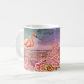 Tropisches Flamingo am Strand und orientalisch-ros Kaffeetasse (Vorderseite Links)