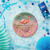 Tropisches Flamingo am Strand und orientalisch-ros Pappteller (Party)