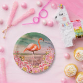 Tropisches Flamingo am Strand und orientalisch-ros Pappteller (Party)