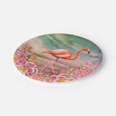 Tropisches Flamingo am Strand und orientalisch-ros Pappteller (Schrägansicht)