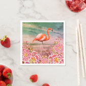 Tropisches Flamingo am Strand und orientalisch-ros Serviette (Beispiel)