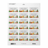 Tropisches Flamingo Ananas Rustikales Holz Adressaufkleber (Vorne)