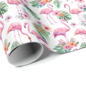 Tropisches Flamingo Baby Duschpapier Geschenkpapier (Rolleneckpunkt)