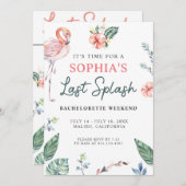 Tropisches Flamingo Bachelorette Einladung (Vorne/Hinten)