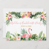 Tropisches Flamingo Bachelorette Einladung (Rückseite)