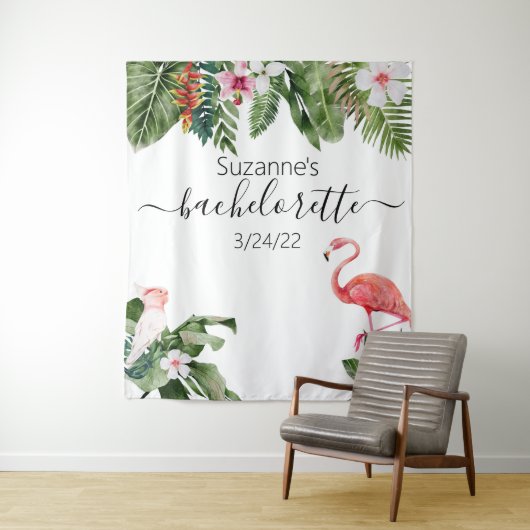 Tropisches Flamingo Bachelorette Tapestr Wandteppich (Beispiel)