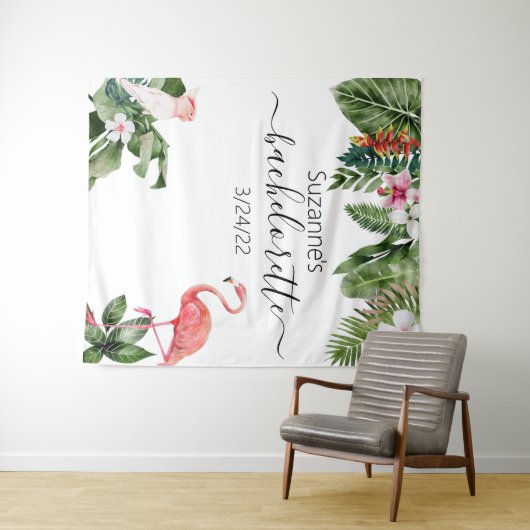 Tropisches Flamingo Bachelorette Tapestr Wandteppich (Beispiel (Horizontal))