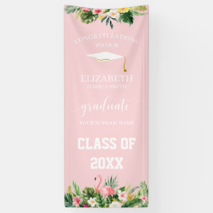 Tropisches Flamingo & Blätter Abschluss Door Bann Banner