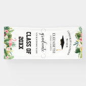 Tropisches Flamingo & Blätter Abschluss Door Banne Banner (Horizontal)