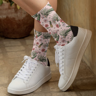 Tropisches Flamingo-Blumenmuster Rosa Socken