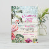 Tropisches Flamingo-Boho quinceanera-Party Einladung (Stehend Vorderseite)