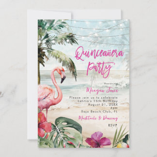 Tropisches Flamingo-Boho quinceanera-Party Einladung