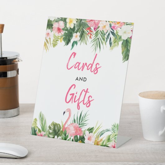 Tropisches Flamingo Brautparty Karten und Geschenk Sockelschild (In SItu)