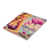 Tropisches Flamingo-Button Fliese (Seite)