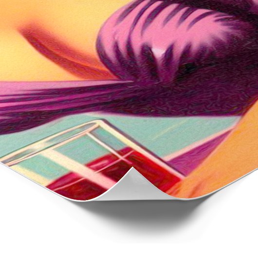 Tropisches Flamingo-Button Poster (Ecke)