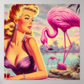 Tropisches Flamingo-Button Poster (Vorne)