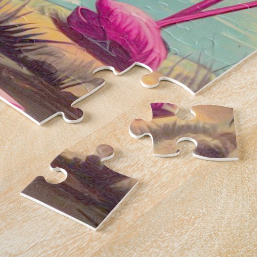 Tropisches Flamingo-Button Puzzle (Seite)