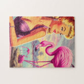 Tropisches Flamingo-Button Puzzle (Horizontal)