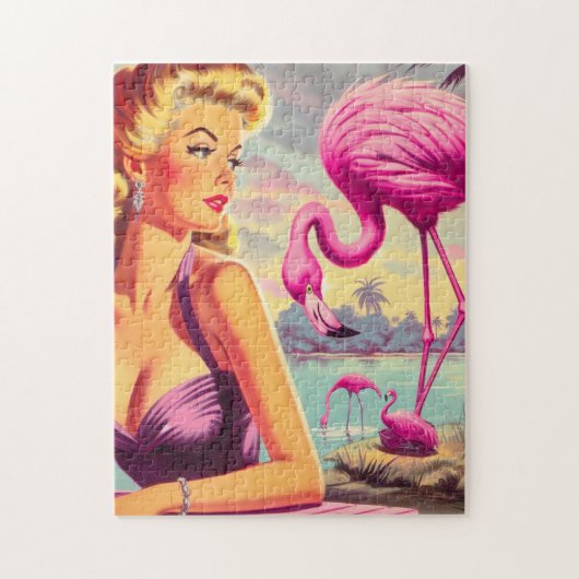 Tropisches Flamingo-Button Puzzle (Vertikal)