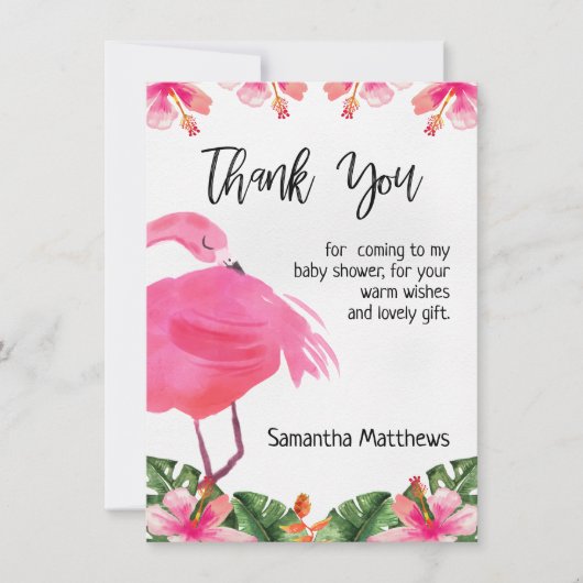 Tropisches Flamingo Dankeschön Karte (Vorderseite)