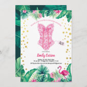 Tropisches Flamingo Dessous Dusche Brautparty Einladung (Vorne/Hinten)