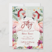 Tropisches Flamingo Einladung zum 50. Geburtstag (Vorderseite)