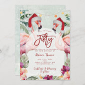 Tropisches Flamingo Einladung zum 50. Geburtstag (Vorne/Hinten)